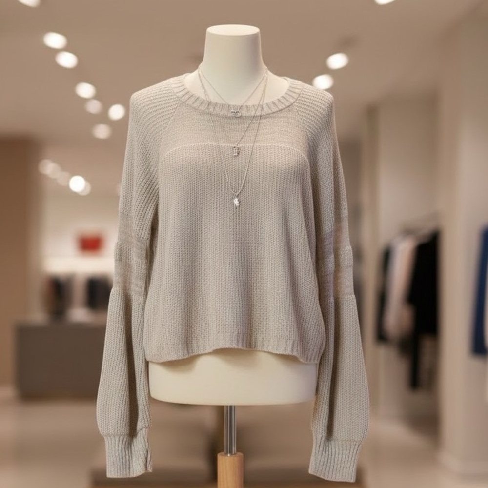 Jennifer Lopez Light Gray Long Sleeve Knit Sweater Womens Soft Pullover Kohls XL